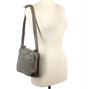 ALLSAINTS Gray Suede Leather Shoulder Bag One Size